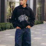 Black Oversized Polo Sweatshirt