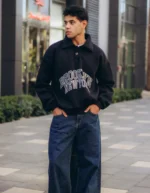 Black Oversized Polo Sweatshirt