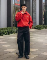 Burgundy Oversized Polo Sweatshirt