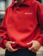 Burgundy Oversized Polo Sweatshirt - Image 3