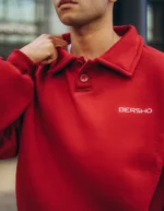 Burgundy Oversized Polo Sweatshirt - Image 4