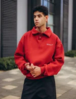 Burgundy Oversized Polo Sweatshirt - Image 2