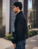 Black Oversized Polo Sweatshirt - Image 2